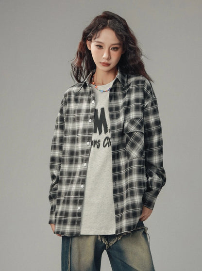 Vintage Distressed Plaid Couple Top