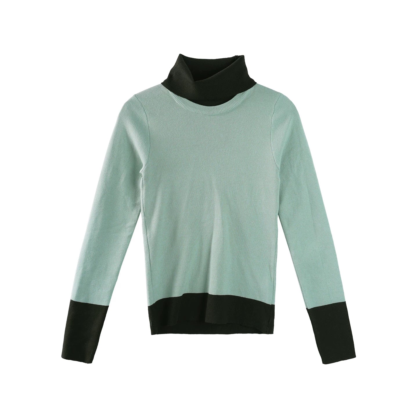 Color-Blocked Turtleneck Knitwear Sweater