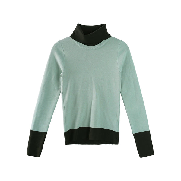 Color-Blocked Turtleneck Knitwear Sweater