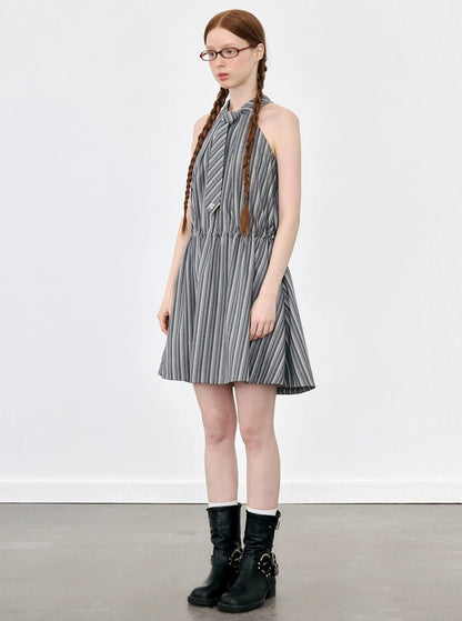 Halterneck Striped Dress