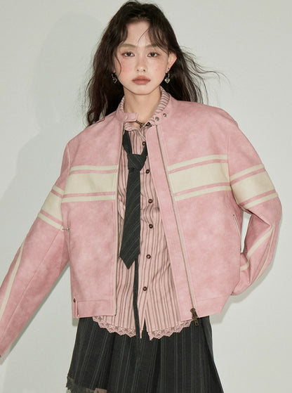vintage pink leather jacket