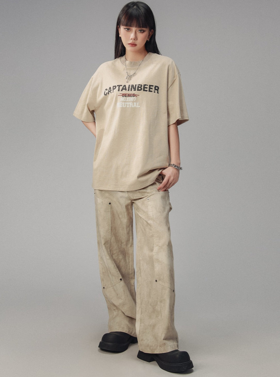 Retro mottled wasteland style logging pants