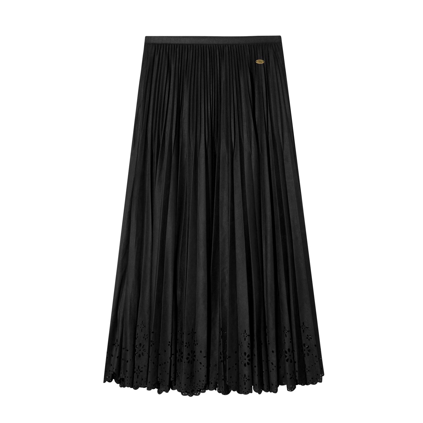Pleated Suede Lace Skirt