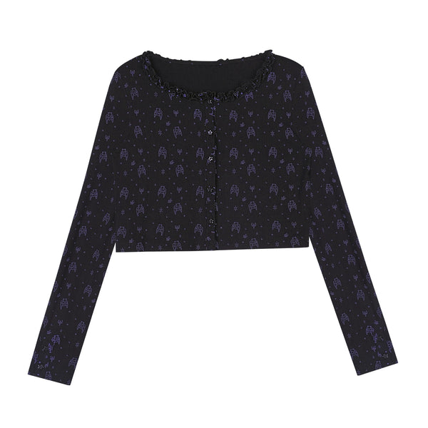 Angel Bear Print Camisole Cardigan Set-Up