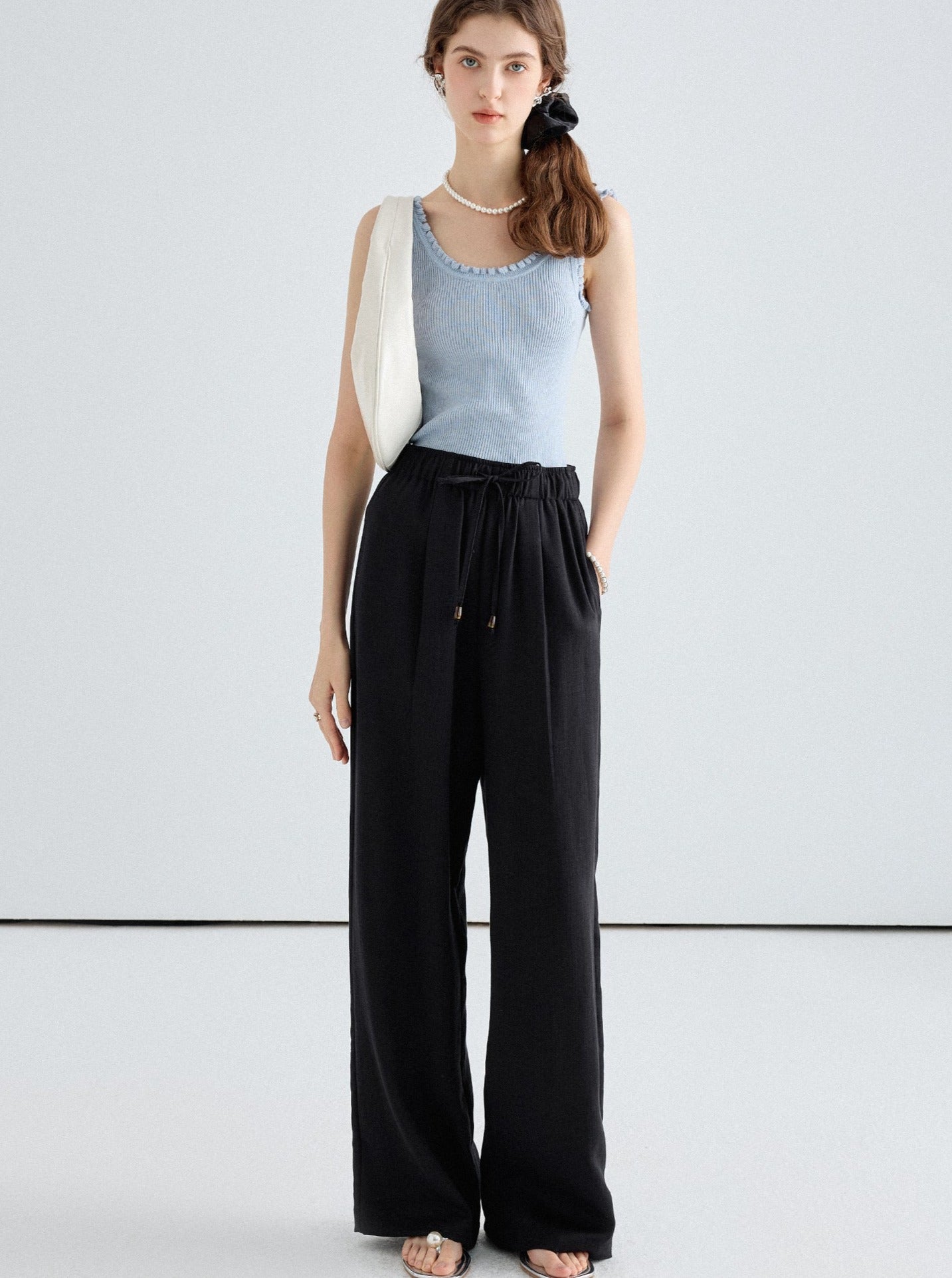 Drape Straight Leg Casual Pants