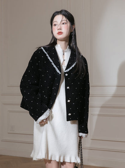 Stars Velvet Jacket And Skirt Set