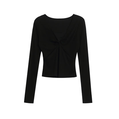 Retro Lace-Up Black Top