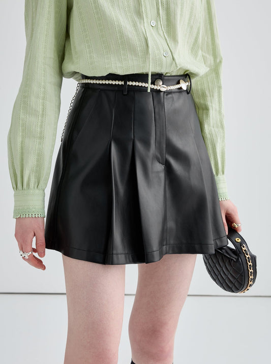 A-line PU Leather Half Skirt