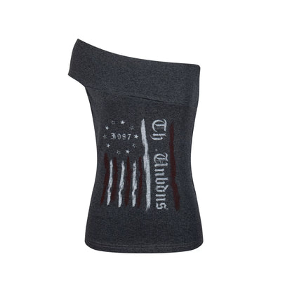 Retro Off-Shoulder Slim T-Shirt