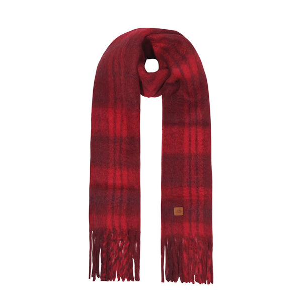 Asgony Vintage Wool Blend Red Plaid Scarf