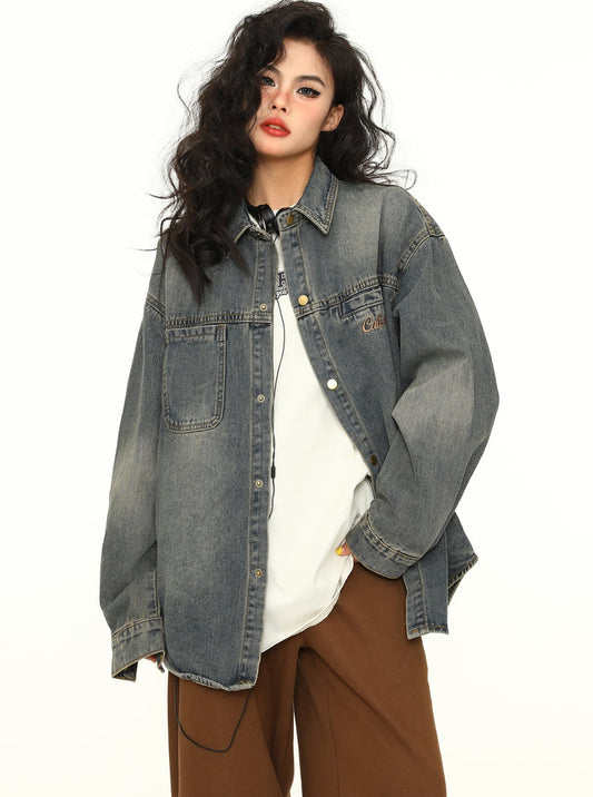 Spring Vintage Blue Denim Jacket