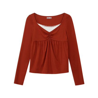 Lace Butterfly Collar Knit Top