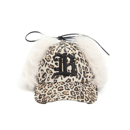 Plush Leopard Print Baseball Cap