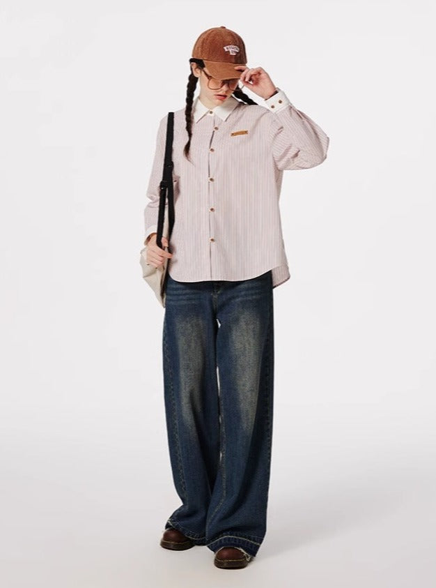 RETRO RAW-EDGED STRAIGHT-LEG MOP PANTS