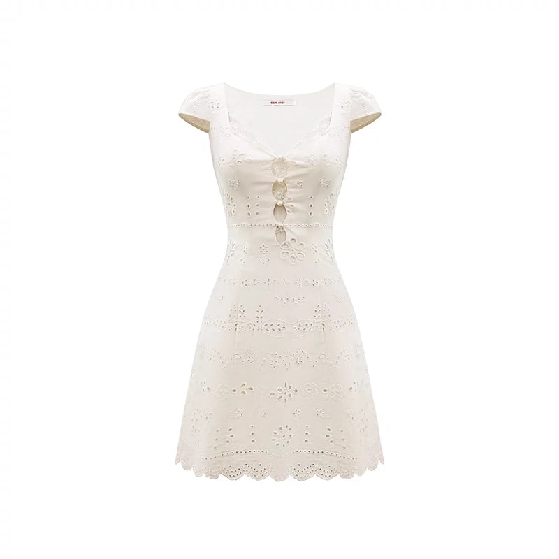 Cream White Slim Lace Dress