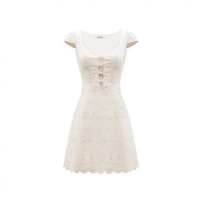 Cream White Slim Lace Dress