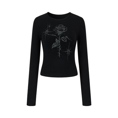 Hand-Painted Rose Knitted Top