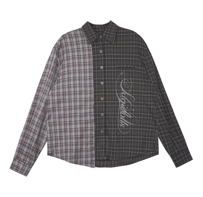 Plaid Asymmetric Patchwork Shirt