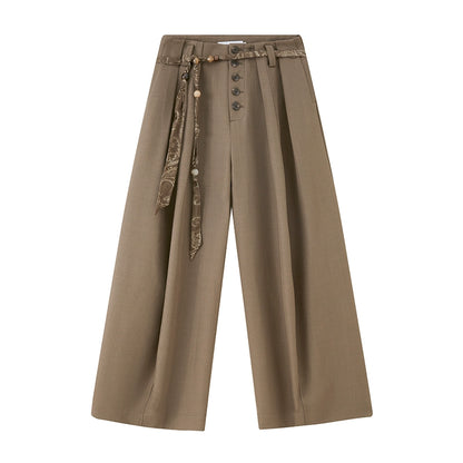 Button Pleated Winter Pants