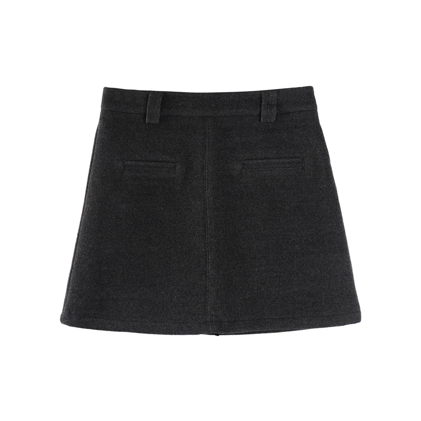 Gray Woolen A-Line Skirt