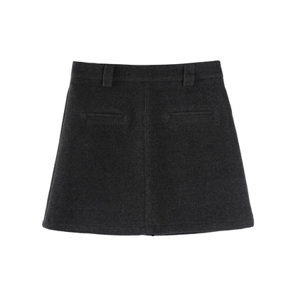 Gray Woolen A-Line Skirt