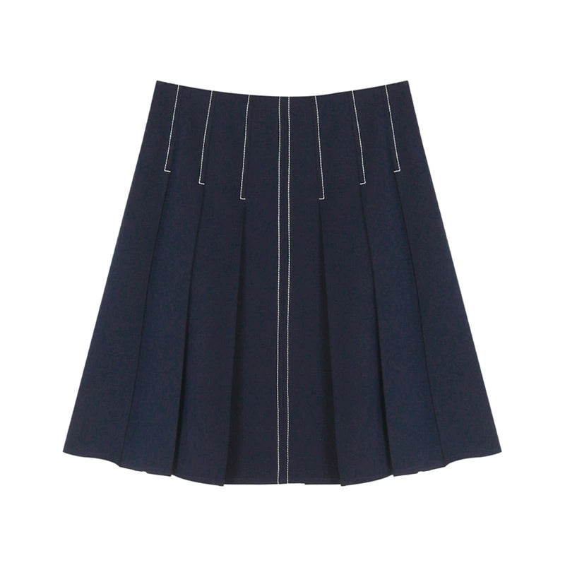 High Waisted Slim Pleated Skirt