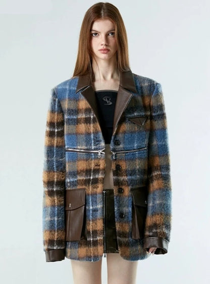 2 Stil -Tweed Plaidjacke