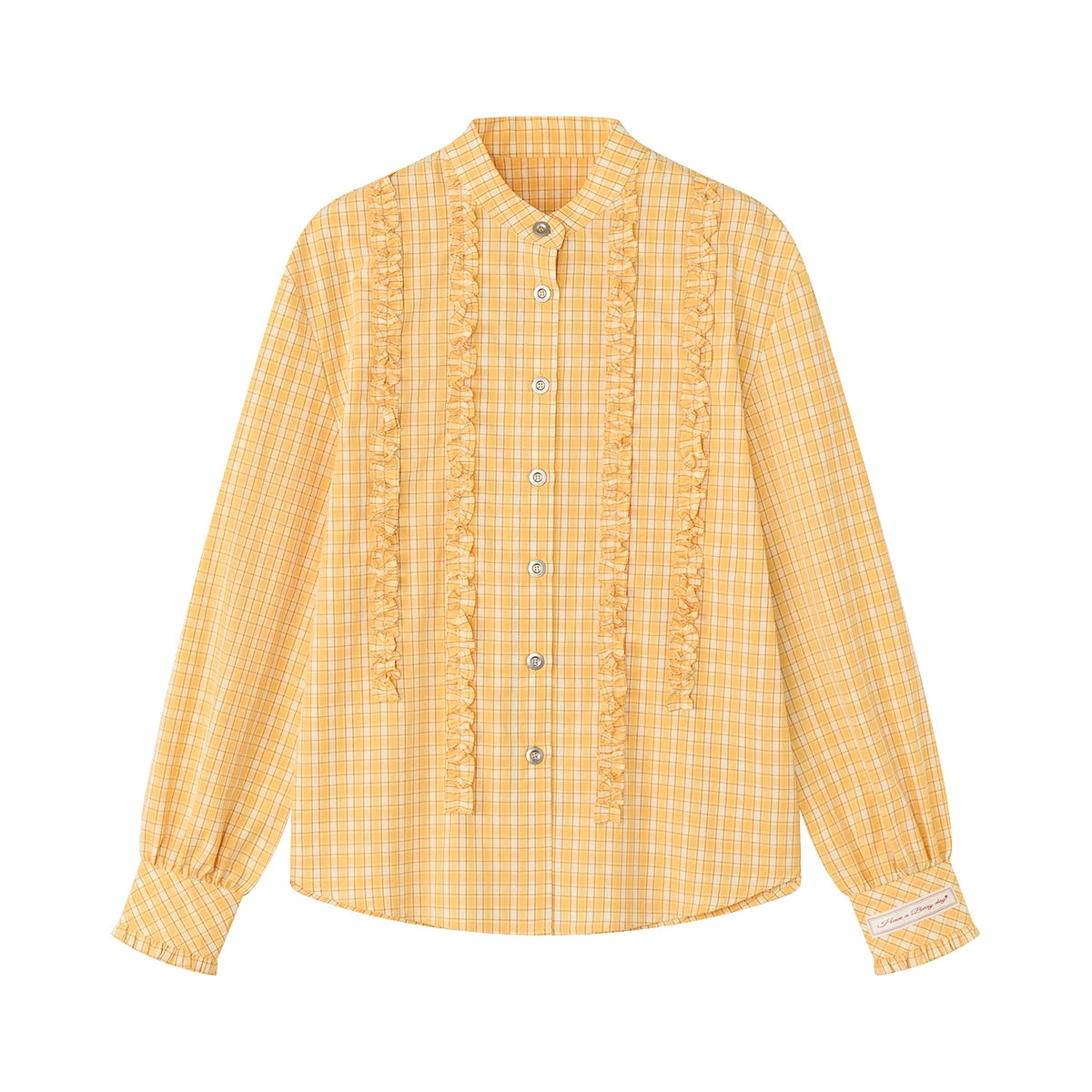 Gewebtes, geschwungenes Rüschenhemd