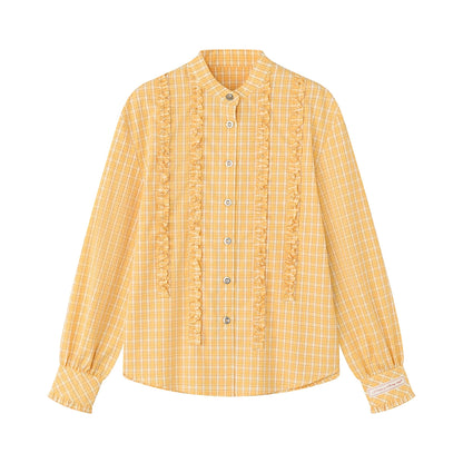 Gewebtes, geschwungenes Rüschenhemd