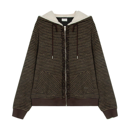 Fungus Edge Lambswool Hooded Cardigan