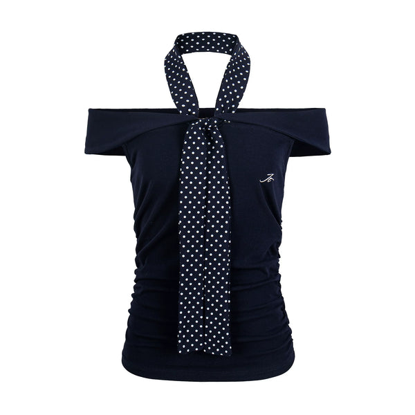 Retro Gray Off-Shoulder Top