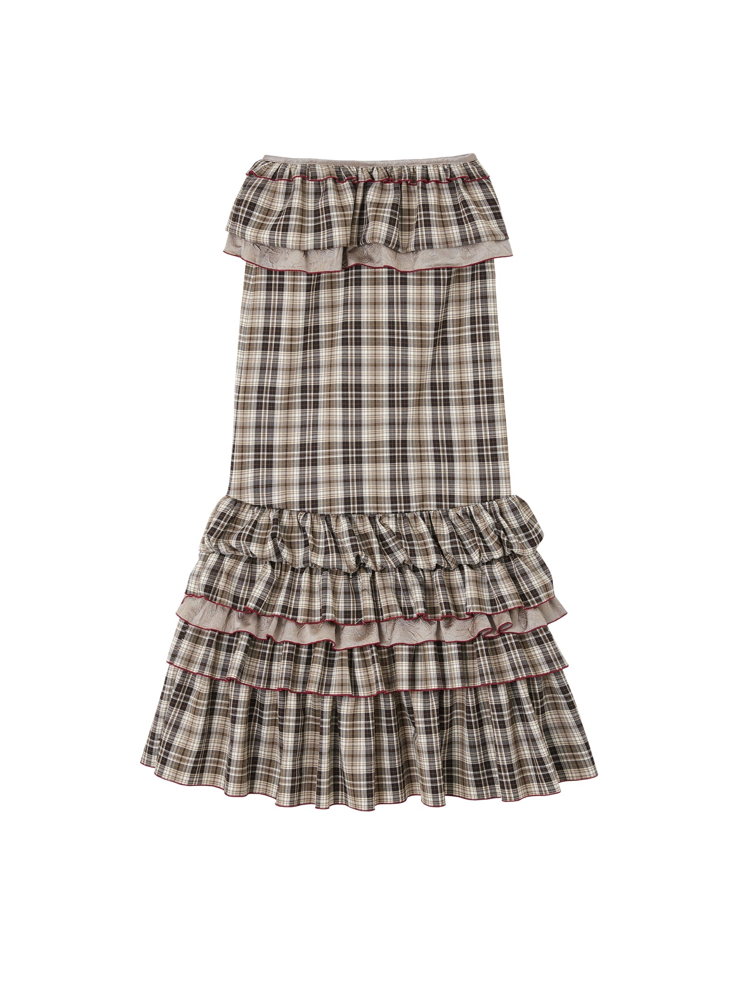 [Spot] OfAkiva's "Mix and Match Willingness" two-wear, adjustable length and short fishtail skirt, checked umbrella hem cake dress