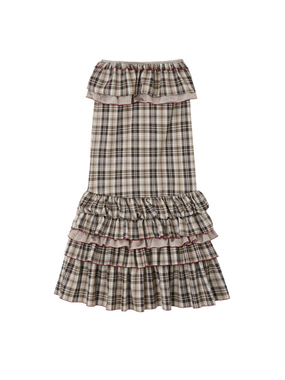 [Spot] OfAkiva's "Mix and Match Willingness" two-wear, adjustable length and short fishtail skirt, checked umbrella hem cake dress