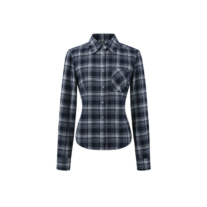 Plaid Waist-Cinching Shirt