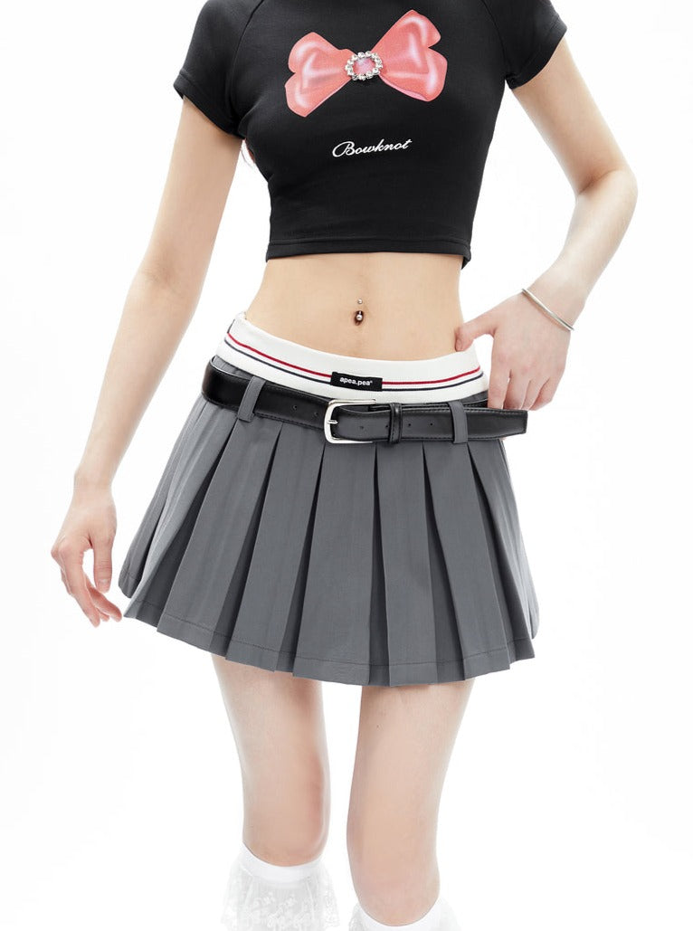 American waist slim pleated mini skirt