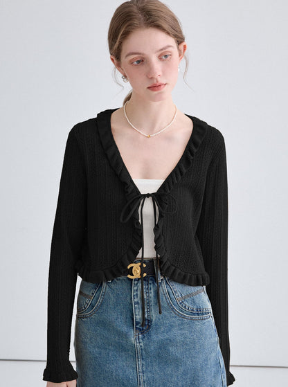 Wool Lace Knit Cardigan Outer