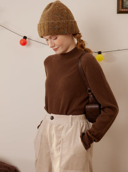 Ｗool semi-turtleneck tops