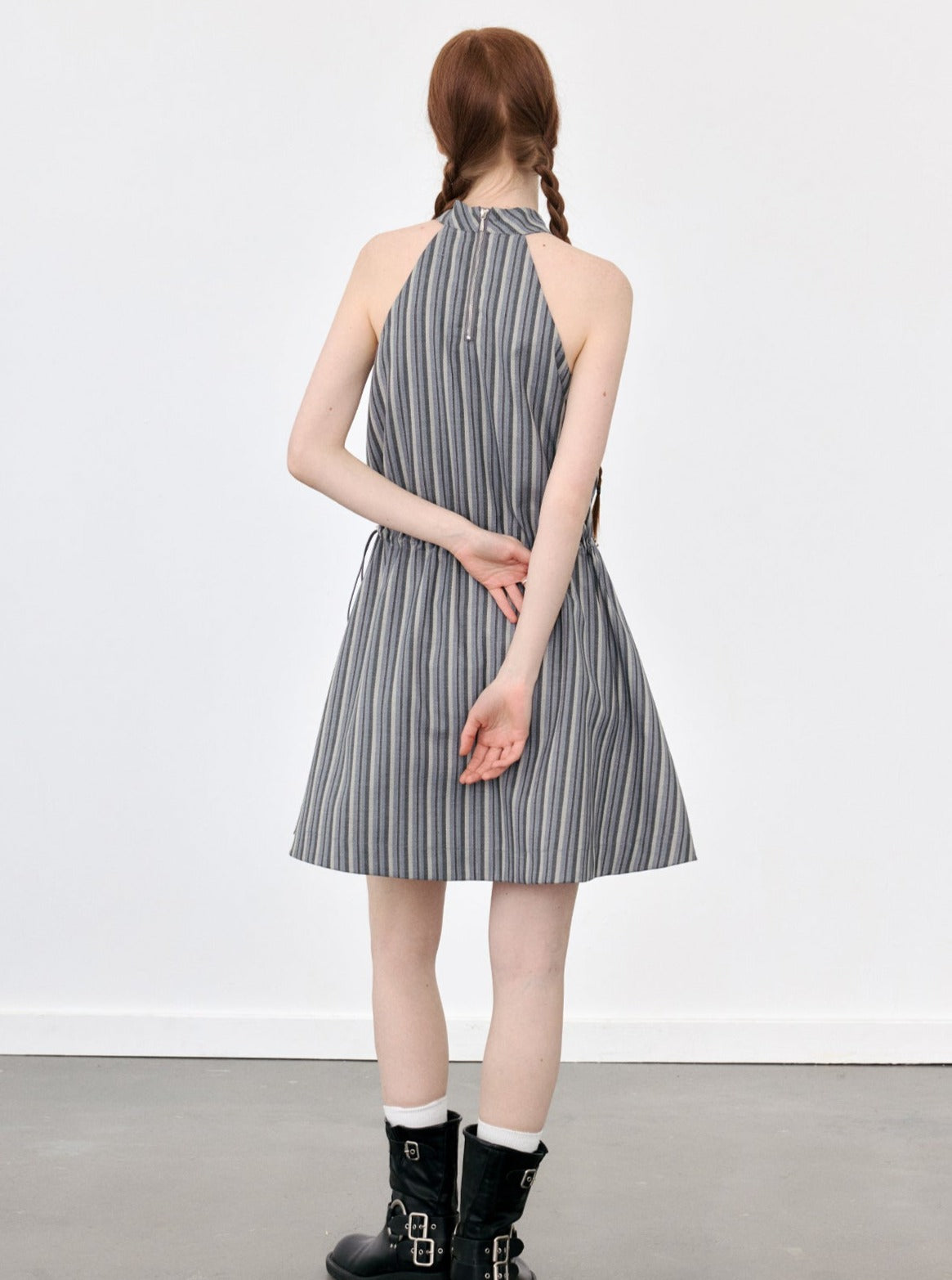 Halterneck Striped Dress