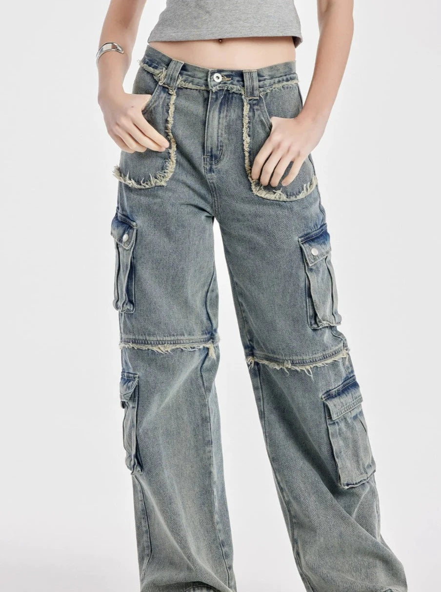 Cargo Large Straight Leg Jeans