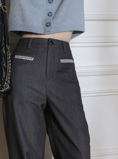 Brushed straight-leg trousers