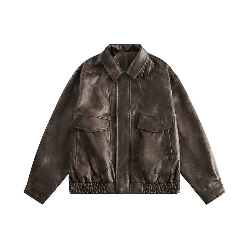 Collaboration Distressed Leather Biker Jacket