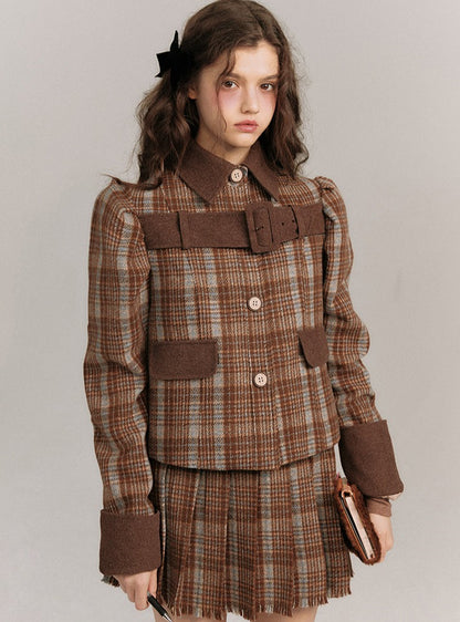 Plaid Belted Coat