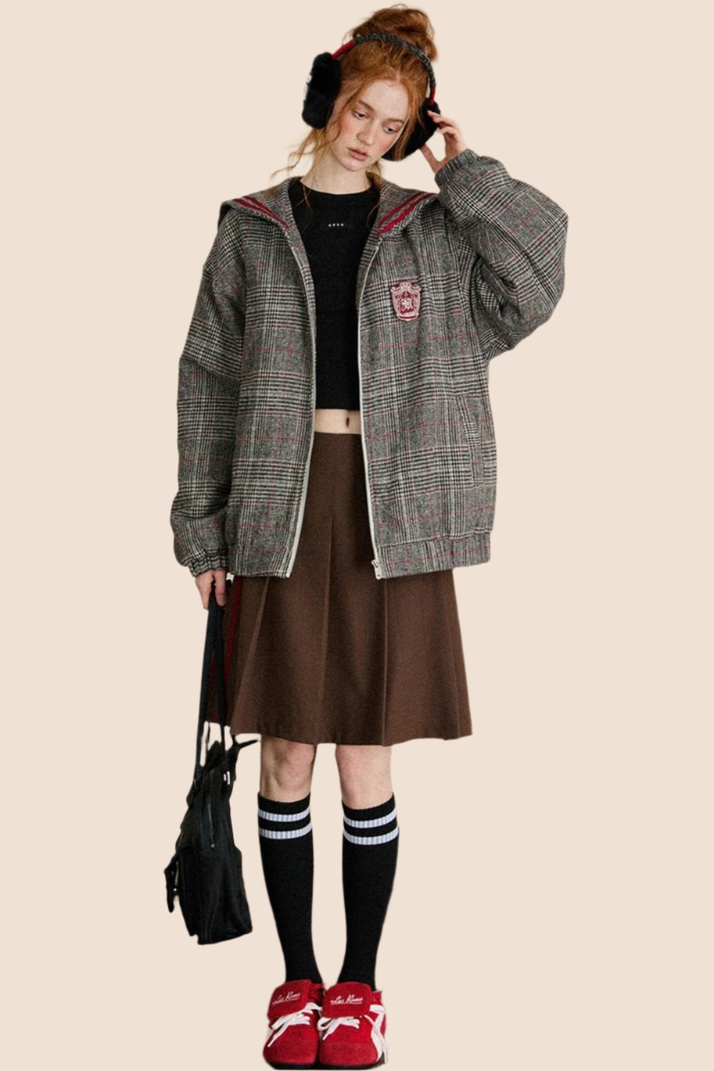 Loose Check Hooded Jacket