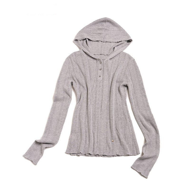 Vintage Silk Wool Hooded Sweater