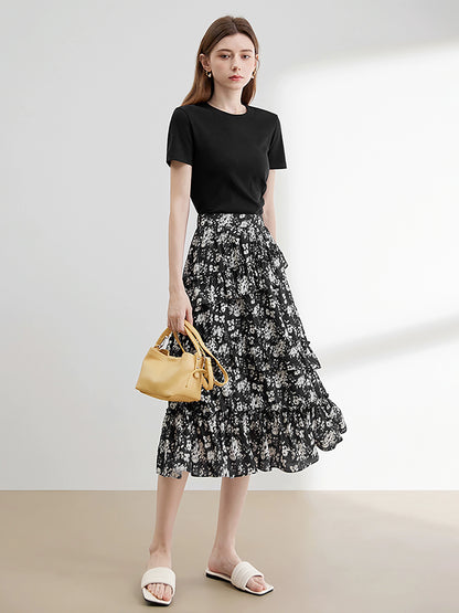 French Smudge Floral Skirt