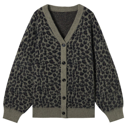 Leopard Print Jacquard Cardigan