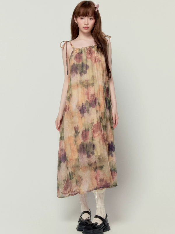 Pleated Fabric Withered Leaf Dress