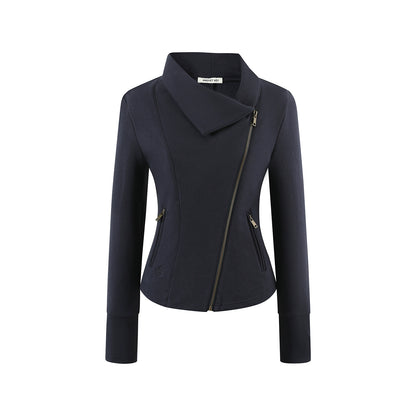 Lapel Diagonal Placket Short Jacket