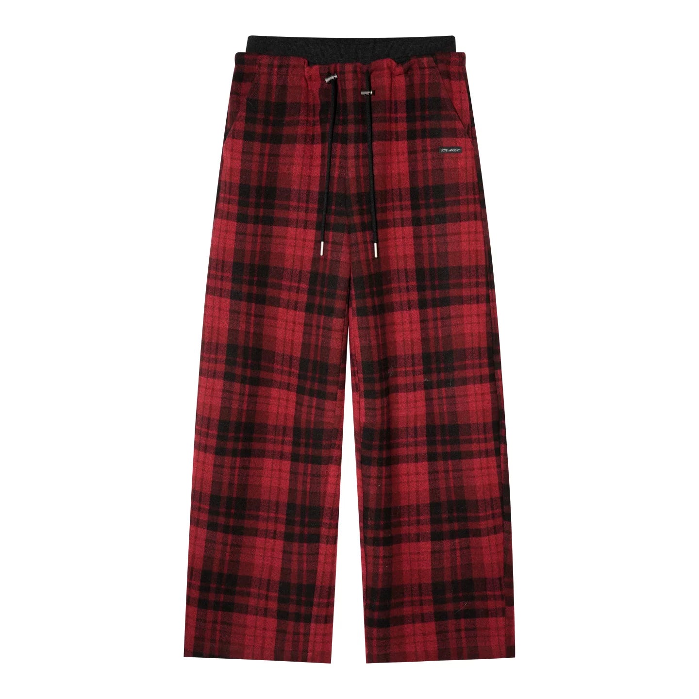 Woolen Plaid Retro Fleece-Lined Pants