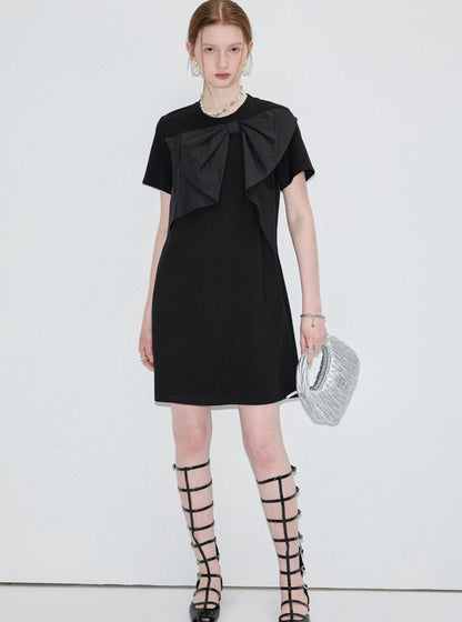 Bow Detail Black T-Shirt And Dress